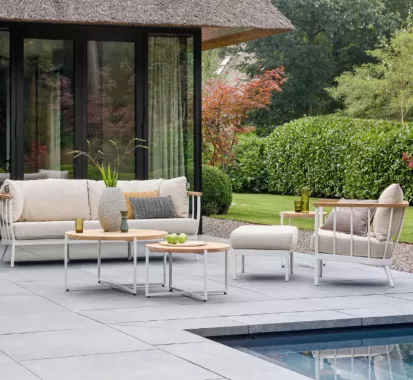 Salon de Jardin CONDOR Oyster Crème 5 Places – Apple Bee | Mobilier Outdoor Haut de Gamme Provence-Alpes-Côte d’Azur & Monaco