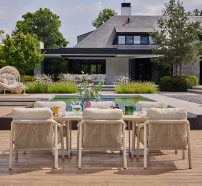 Grande Table Repas PALERMO 240 Sable Camel & Pierre Céramique – SUNS Outdoor Furniture | Mobilier Outdoor Côte d'Azur