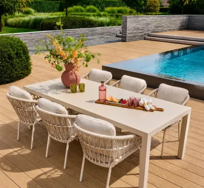 Table de Jardin MONTEVIA 240 Aluminium & Céramique Frittée | Azur Lounge Côte d’Azur
