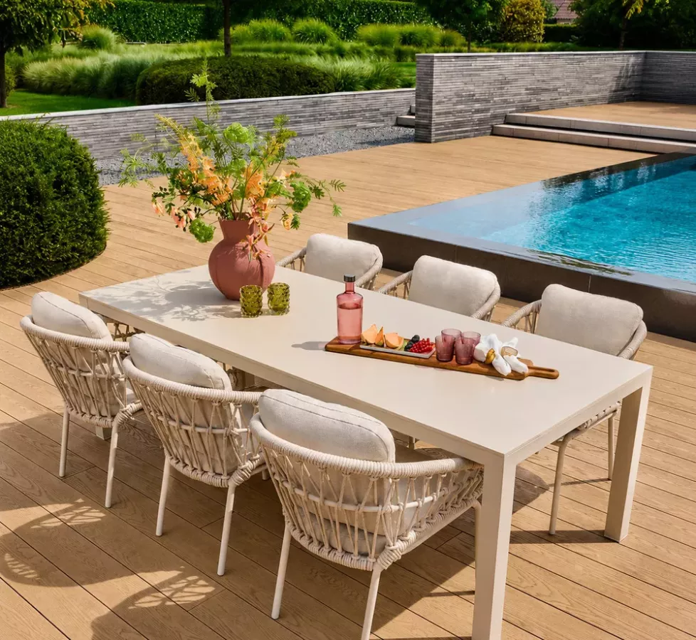 Table de Jardin MONTEVIA 240 Aluminium & Céramique Frittée | Azur Lounge Côte d’Azur