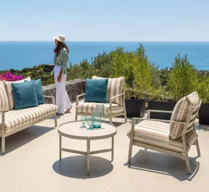 Salon de Jardin FINN Talenti Blanc Sable – Design Italien Haut de Gamme Monaco, Saint-Tropez et Marseille