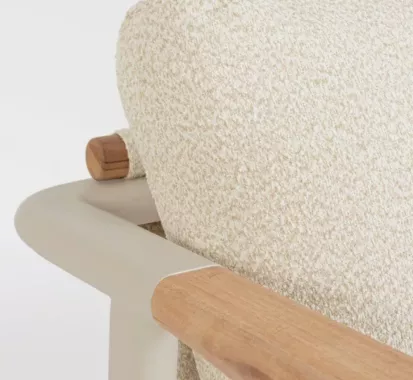 Fauteuil Repas LORIANA Aluminium & Teck Beige Bouclé | Azur Lounge Provence-Alpes-Côte d’Azur