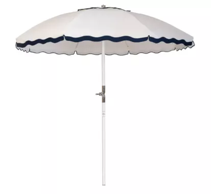 PARASOL LUXE Ø 200 BLANC CONTOUR BLEU MARINE - THE RIVIERA CLUB