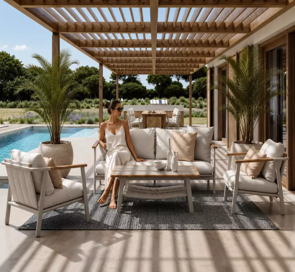 ENSEMBLE SALON DE JARDIN 5 PLACES - LEOVIA DESIGN ITALIEN