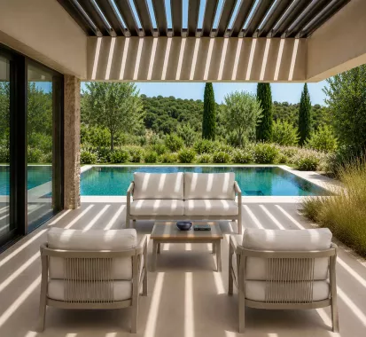 Ensemble salon de jardin cordes aluminium Nora