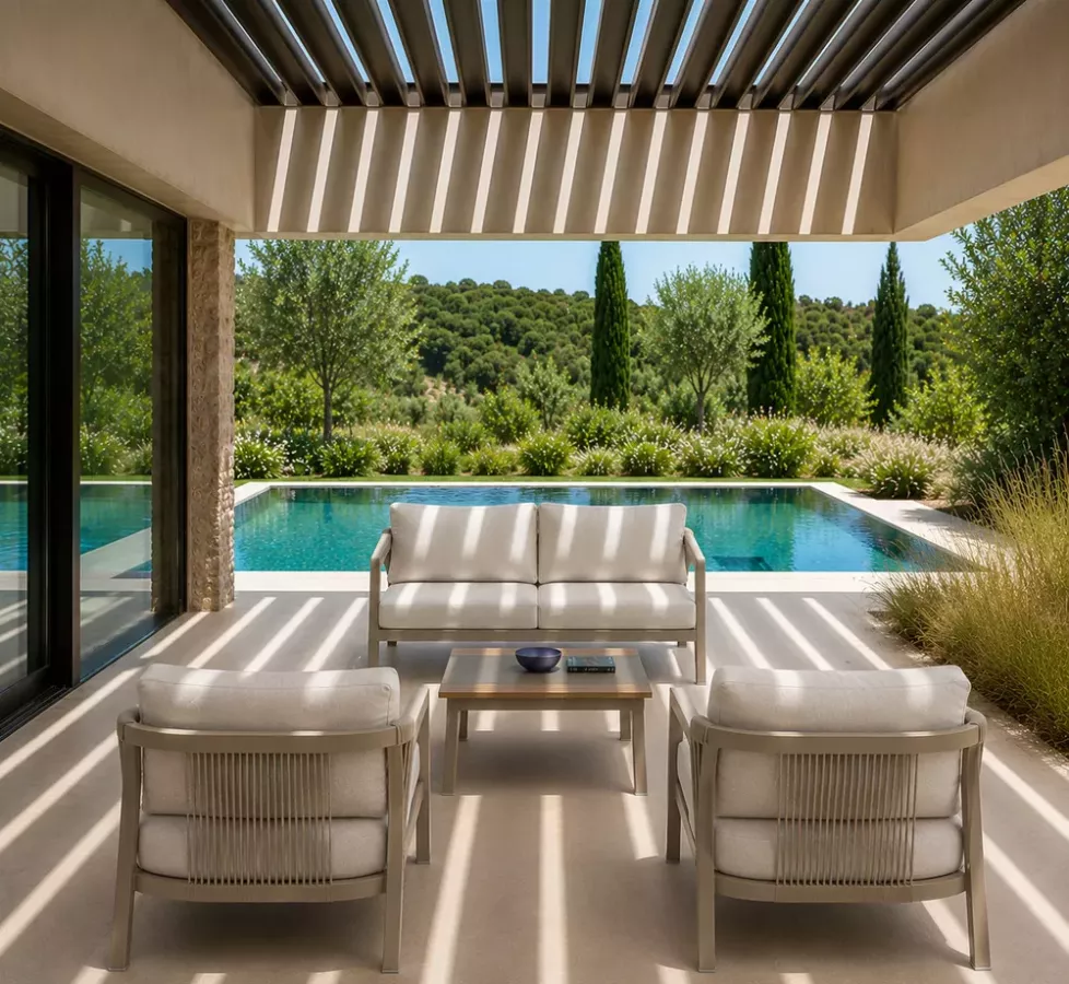 Ensemble salon de jardin cordes aluminium Nora