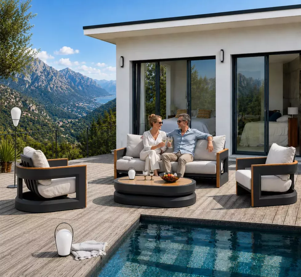SALON DE JARDIN 5 PLACES ALU/TECK DESIGN - ALPACIO