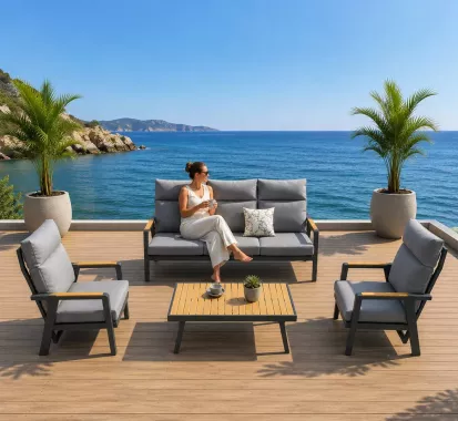 SALON DE JARDIN 5 PLACES DETENTE - EMOTI RELAX