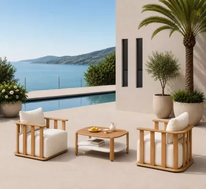 Fauteuil bois teck design italien