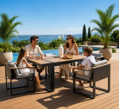 Ensemble table a manger avec 6 fauteuils Cambusa