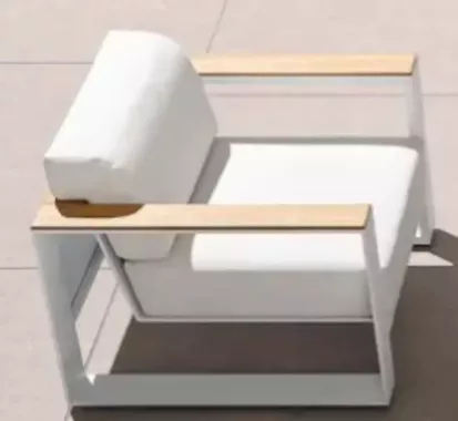 Fauteuil salon de Jardin Cambusa Blanc – Design Claudio Bellini | Aluminium & Teck | Azur Lounge Antibes