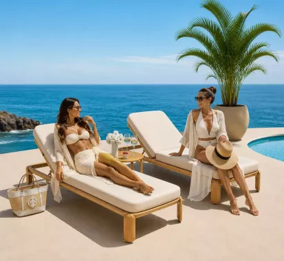 Bain de Soleil Bois de Teck – PALLISAD par Claudio Bellini | Design haut de gamme extérieur Côte d'Azur