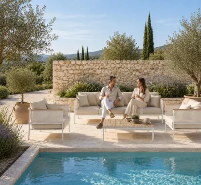 Salon de jardin 5 places pure aluminium Aliseo