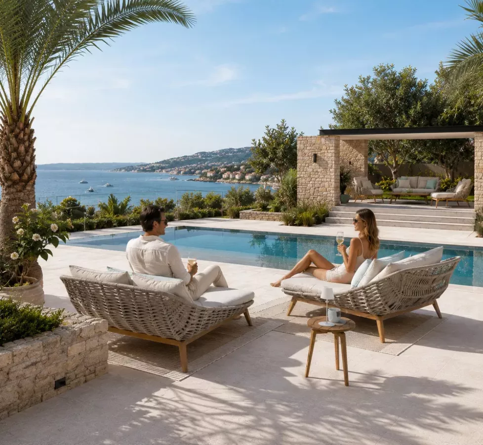 Daybed Méridienne canapé lit extérieur 2 Places TAMIRA Natural pour Terrasse & Piscine sur la Côte d'Azur | Azur Lounge