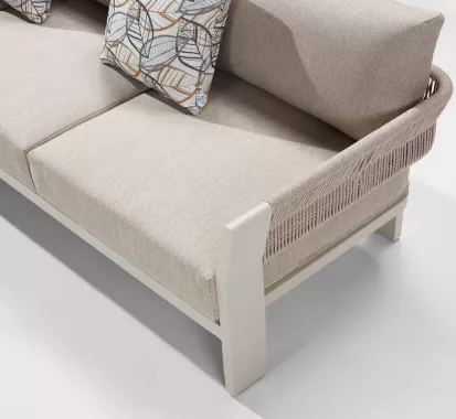 Salon BORROMEO 4 Places – Design Claudio Bellini, mobilier extérieur haut de gamme aluminium et corde | Azur Lounge Antibes