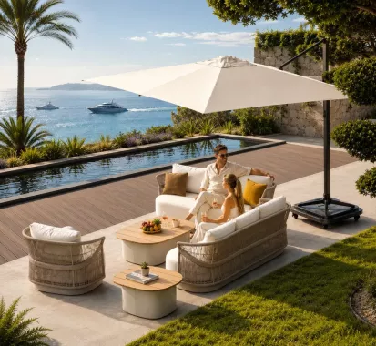 Canape de jardin AIO désigné par Claudio Bellini, structure aluminium Azur Lounge Provence Alpes Côte d'Azur