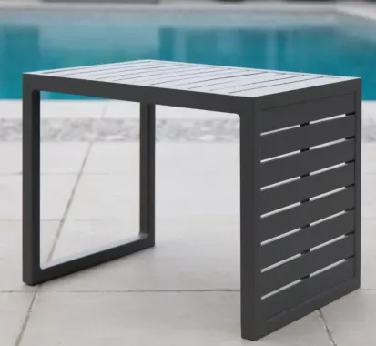 Table d'appoint aluminium LOLA 2 en 1 table basse gris noir Azur Lounge