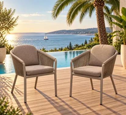 fauteuil de table BELIA cordes et aluminium