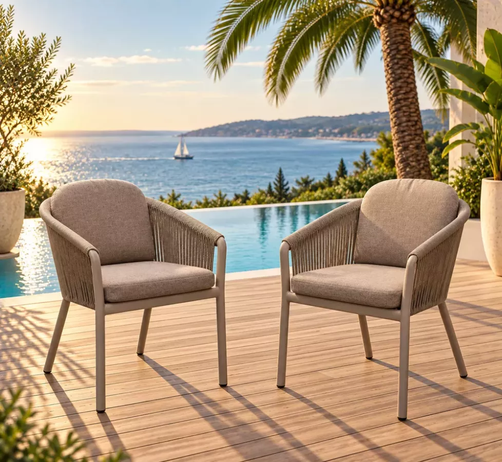 fauteuil de table BELIA cordes et aluminium