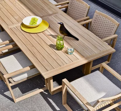 Ensemble table & 6 fauteuil Teck ANTIGUA Apple Bee – Élégance et design outdoor d’exception | Côte d’Azur French Riviera