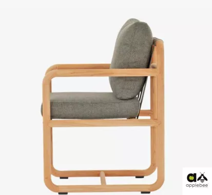 Fauteuil Repas DOLCE Gris en Teck Massif – Apple Bee | Mobilier Extérieur Haut de Gamme Côte d’Azur