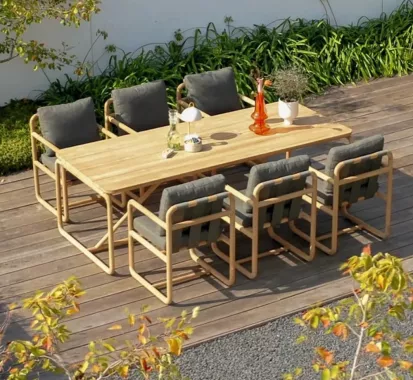 "Table à Manger Dolce - Apple Bee : Élégance et Résistance pour Votre Extérieur en Martinique, Guadeloupe et Saint-Martin