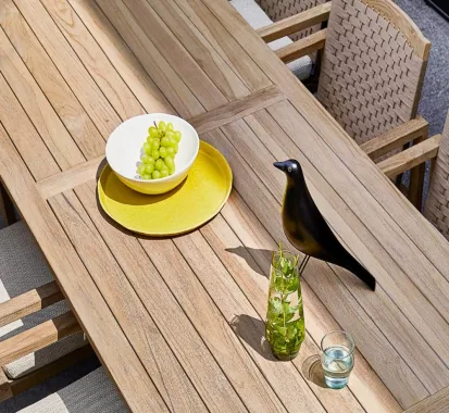 Ensemble table & 6 fauteuil Teck ANTIGUA Apple Bee – Élégance et design outdoor d’exception | Côte d’Azur French Riviera