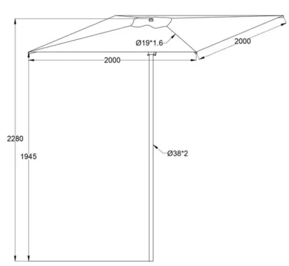 copy of PARASOL 2X2M GRIS ALU COLORIS - SOLORADO MEDICIS
