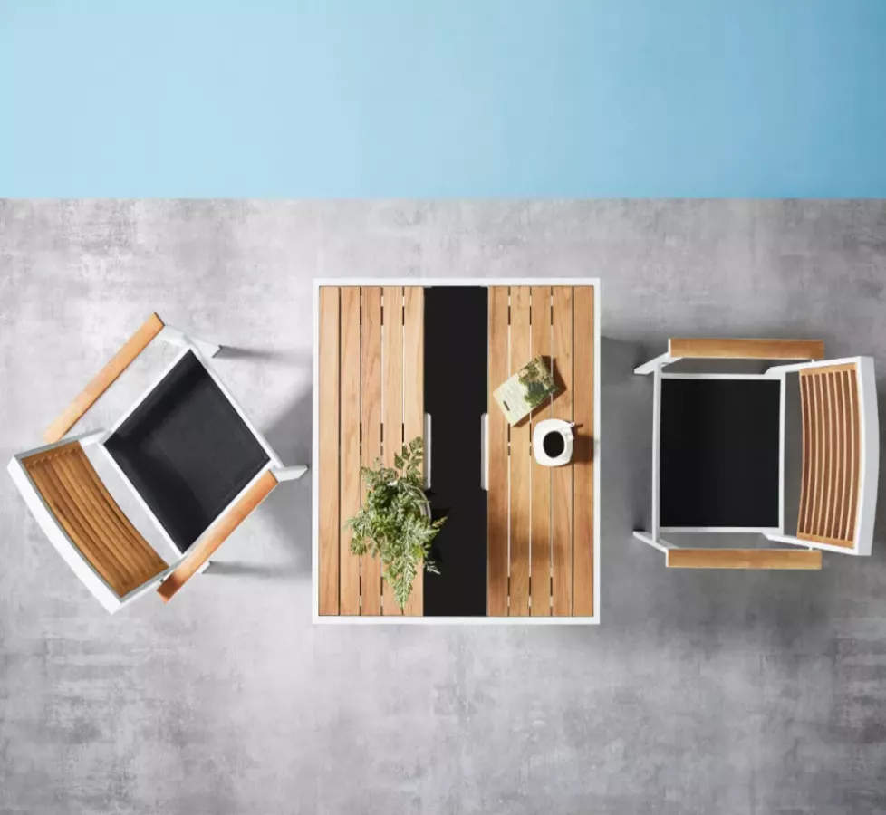 ENSEMBLE TABLE & 4 CHAISES DE JARDIN - YORK BLANC