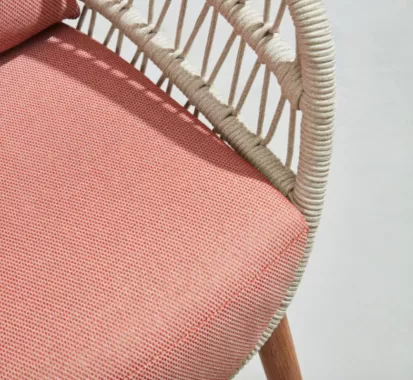 Ensemble Table de Repas Ronde Vasca en Teck FSC® avec 4 Fauteuils en Corde – Design Claudio Bellini