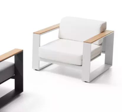 Salon de Jardin Cambusa 5 Places Blanc – Design Claudio Bellini | Aluminium & Teck | Caribbean Patio Antilles