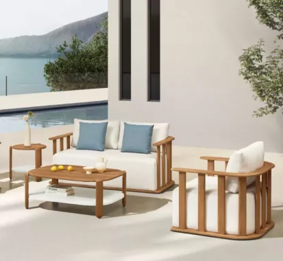 ENSEMBLE SALON DE JARDIN BOIS TECK - PALLISAD CLAUDIO BELLINI HIGOLD