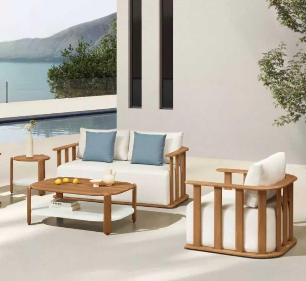 ENSEMBLE SALON DE JARDIN BOIS TECK - PALLISAD CLAUDIO BELLINI HIGOLD