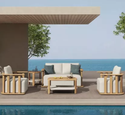 ENSEMBLE SALON 5 PLACES TECK