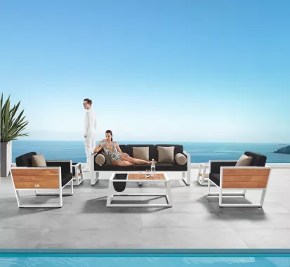 ENSEMBLE SALON DE JARDIN YORK ALU/TECK