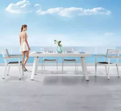 ENSEMBLE TABLE A MANGER ALU BLANC - YORK