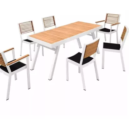 Ensemble table, 2 fauteuils et 4 chaises de jardin York Antilles