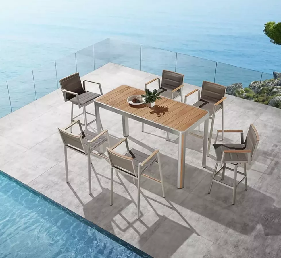 TABLE HAUTE & 6 CHAISES HAUTES GENEVA