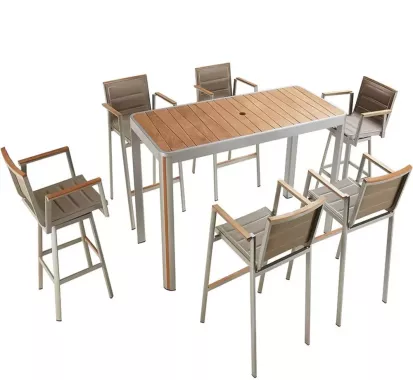 TABLE HAUTE & 6 CHAISES HAUTES GENEVA