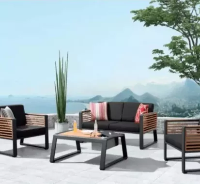 SALON 4 PLACES NEW YORK ALUMINIUM NOIR