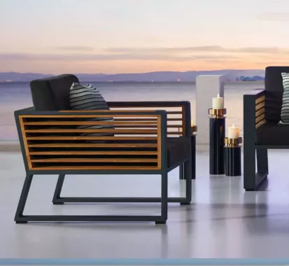 Ensemble Salon 5 Places noir design NEW YORK – Design Outdoor Élégant sur la Côte d'Azur