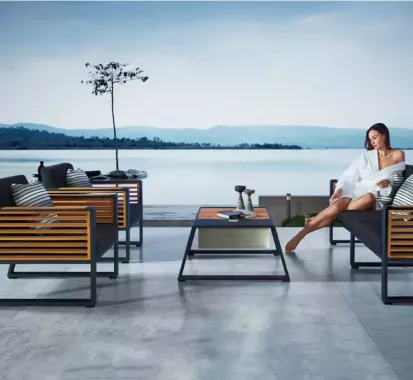Ensemble Salon 5 Places noir design NEW YORK – Design Outdoor Élégant sur la Côte d'Azur
