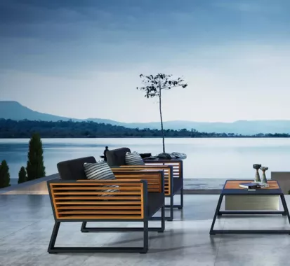 Ensemble Salon 5 Places noir design NEW YORK – Design Outdoor Élégant sur la Côte d'Azur