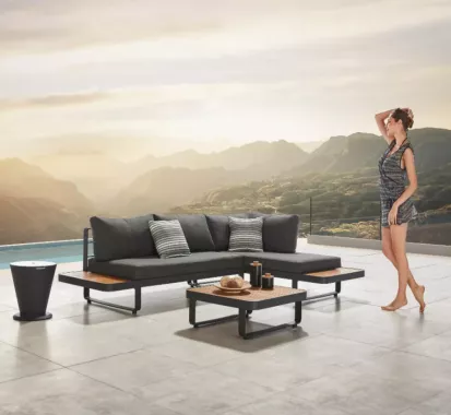 ENSEMBLE SALON DE JARDIN TECK/ALU - CARIBBEAN