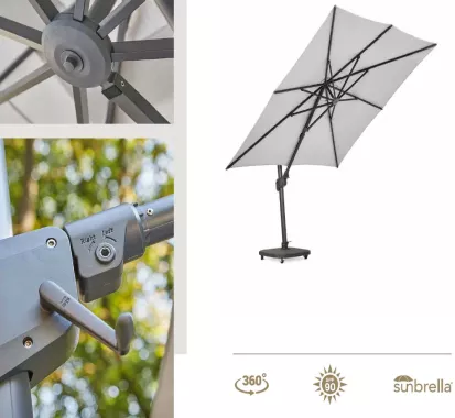 PARASOL PALMOLI 3x3 SUNBRELLA AVEC BASE ROULETTE - SUNS OUTDOOR