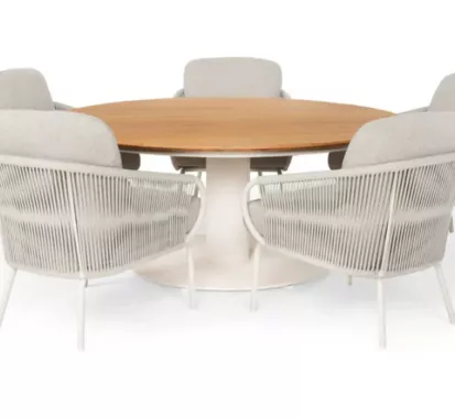 Table ronde teck aluminium GRADO Ø150 cm | Azur Lounge Côte d’Azur