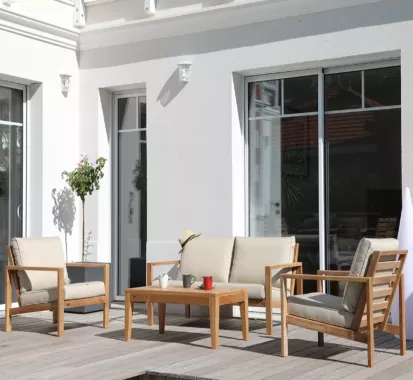 SALON DE JARDIN TECK MASSIF - DIVANA MEDICIS FRANCE