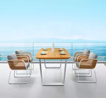 Ensemble Repas Extérieur WING by Pininfarina table et 6 fauteuils design – Mobilier Design Haut de Gamme Monaco et Côte d’Azur