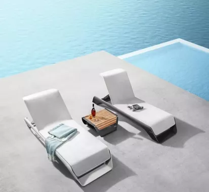 BAIN DE SOLEIL X 2 AVEC TABLE D'APPOINT - ONDA PININFARINA