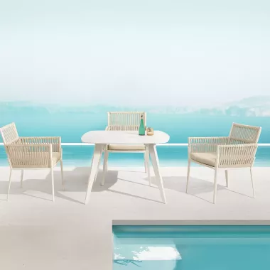ENSEMBLE TABLE DE JARDIN & 4 FAUTEUILS - HASTIA